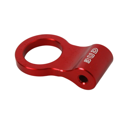 Patte alu Rouge pour silencieux carbone Bud 2T 