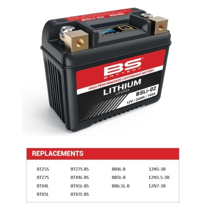 Batterie BS Lithium-Ion 12v-2Ah BSLI02 - Universelle MX/Enduro et + 
