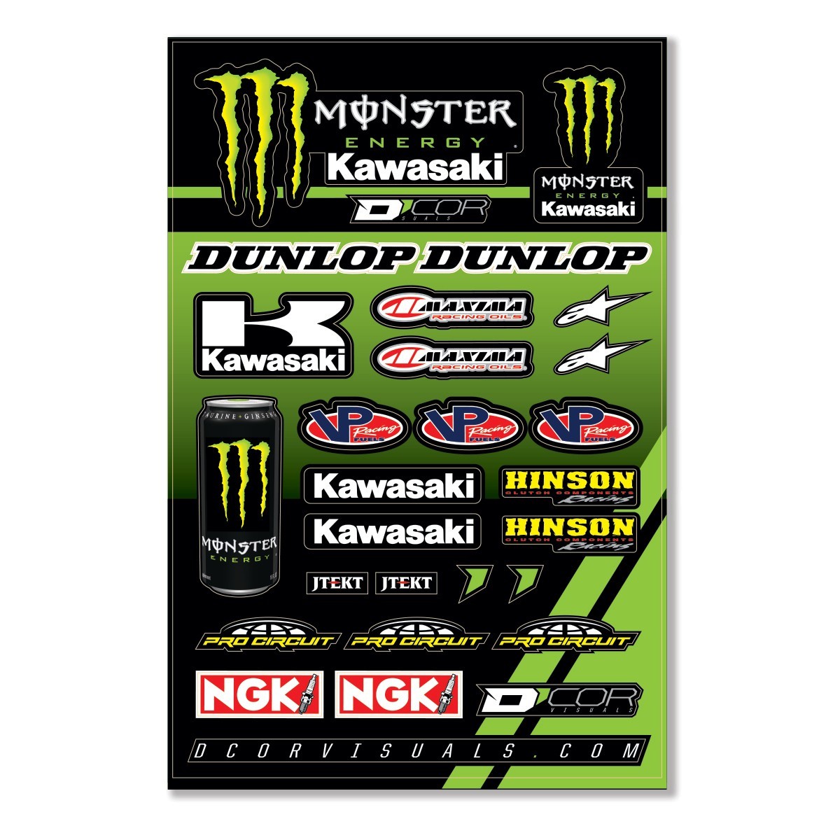 Planche de stickers D'cor Team Monster Kawasaki 