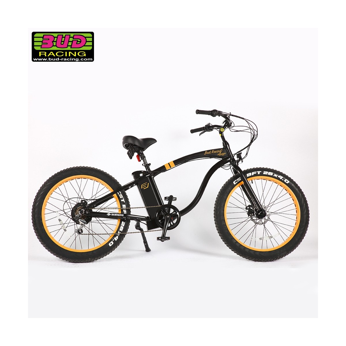Vélo Electrique Beach cruiser Bud racing Line Noir/Moutarde 