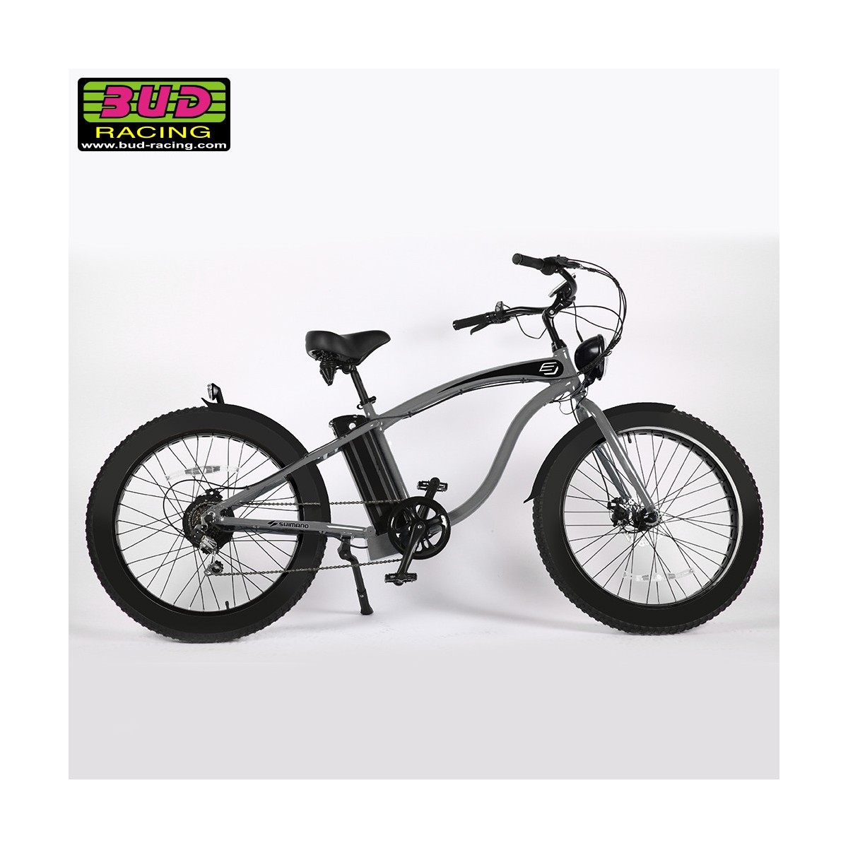 Vélo Electrique Beach cruiser Bud racing Old School Gris/Noir 