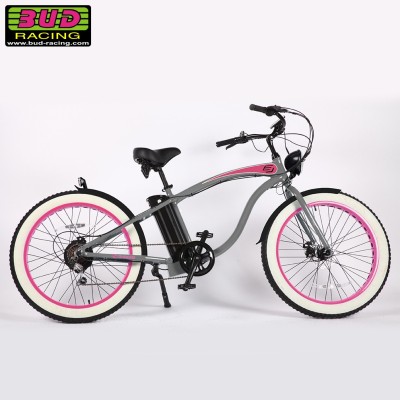 Vélo Electrique Beach cruiser Bud racing Old School Gris/Rose 