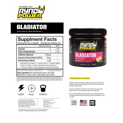 Pré-entrainement Gladiator Ryno Power(30 doses) 