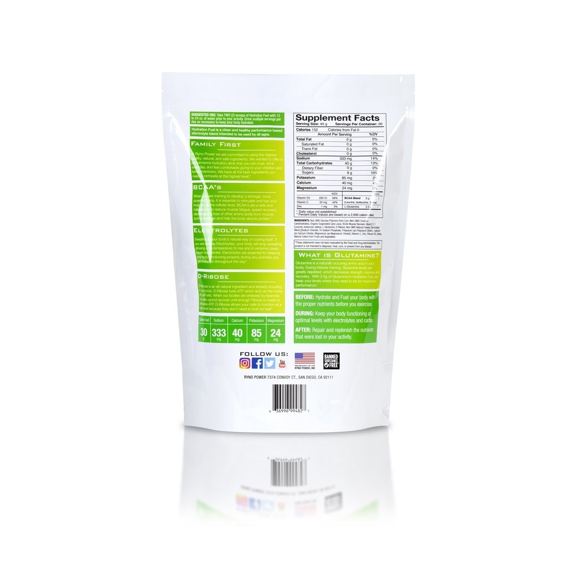Carburant d'hydratation Ryno Power-Lemon Lime(20 doses) 