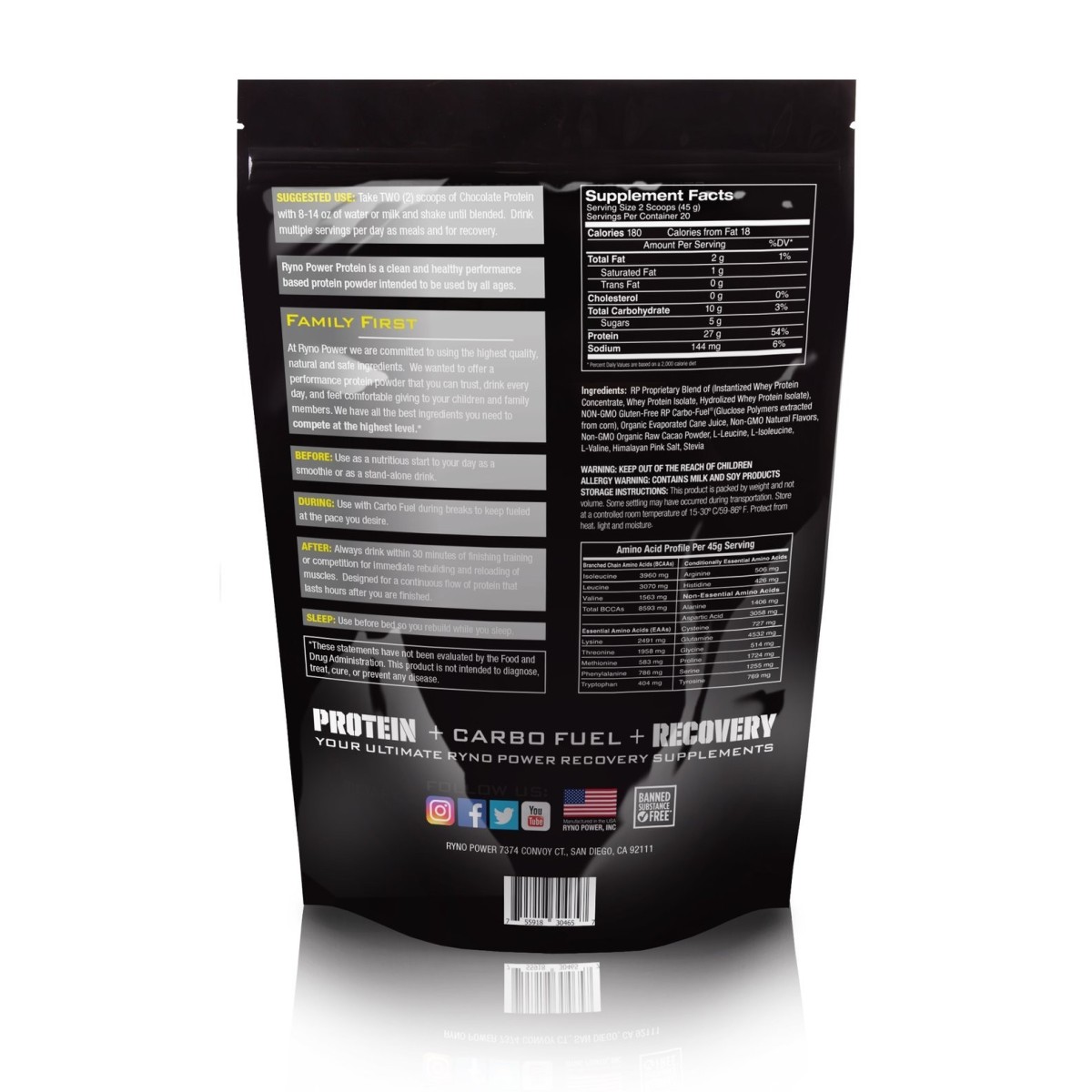 Protéines Chocolat Ryno Power(20 doses) 