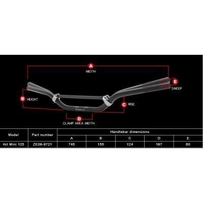 Guidon Zeta CX minibike noir CRF/TTR 125 