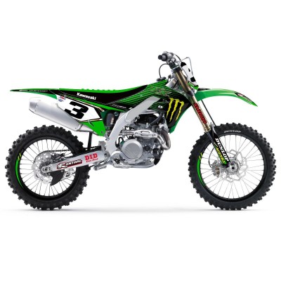 Kit déco complet D'Cor 19 Team Monster Kawasaki KXF 450 09/11 -wh BGP 