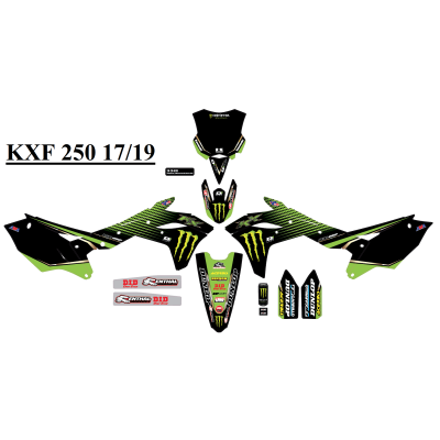 Kit déco complet D'Cor 19 Team Monster Kawasaki KXF 450 09/11 -wh BGP 