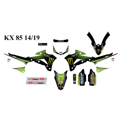 Kit déco complet D'Cor 19 Team Monster Kawasaki KXF 450 09/11 -wh BGP 