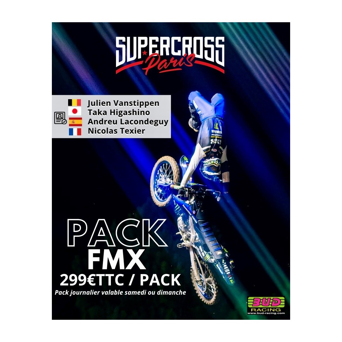 Pack Pass "Inside" Paris SX "FMX" maillot inclus - samedi 16/11/24 
