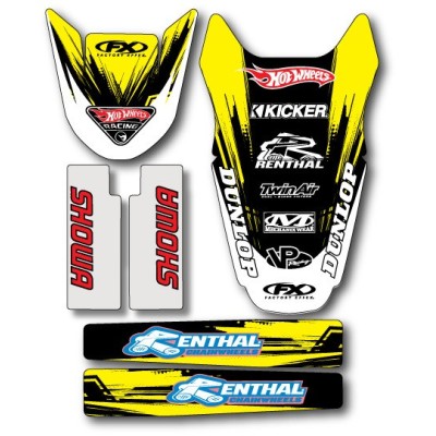 Kit déco Hot Wheels GB AV/AR,bras oscil.,fourche FX 250 RMZ07/09 