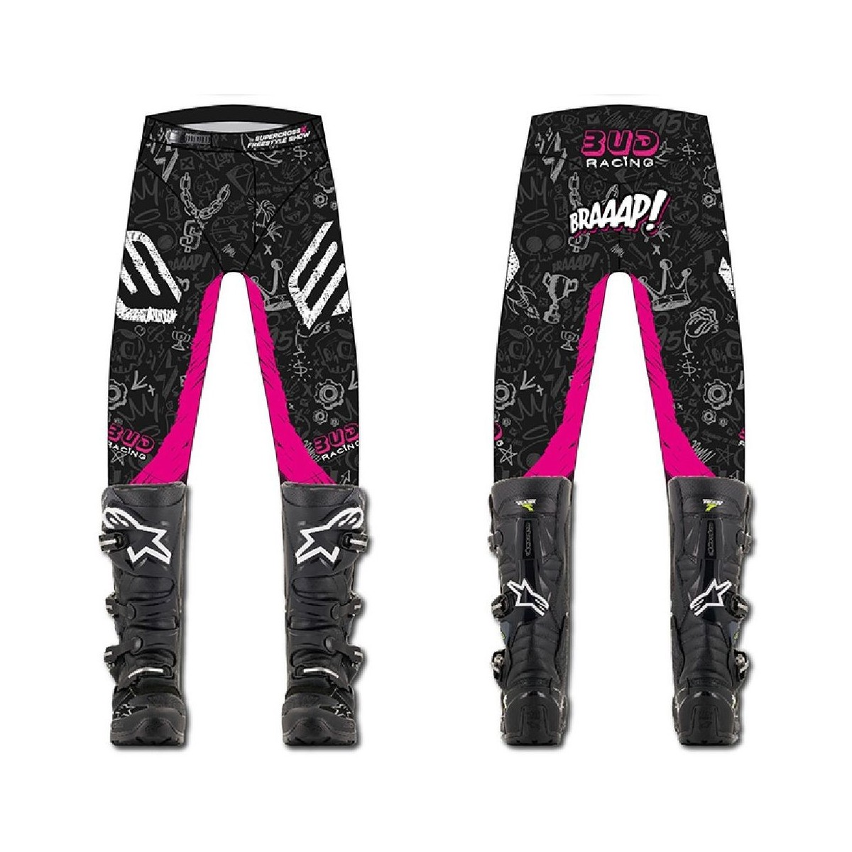 Pantalon Enfant Bud Racing GP Air Contest Edition Limitée Noir/Magenta  