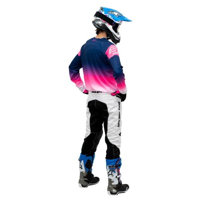 Maillot Enfant Bud Racing Lazer Marine Rose Fluo Blanc  