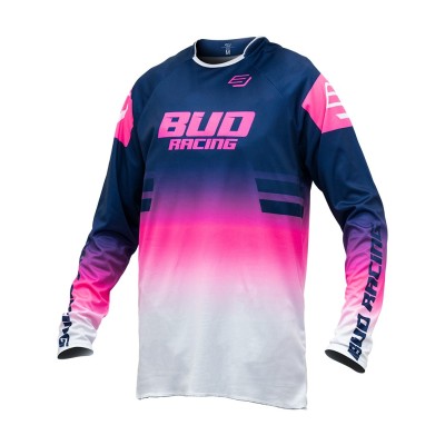 Maillot Enfant Bud Racing Lazer Marine Rose Fluo Blanc  