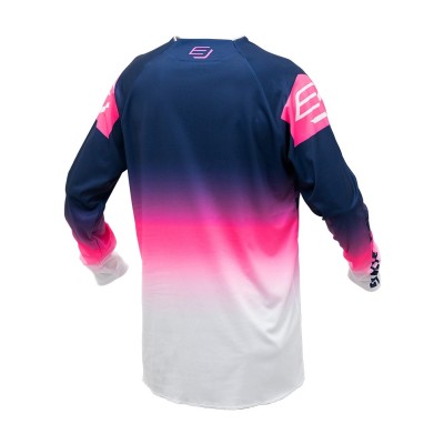 Maillot Enfant Bud Racing Lazer Marine Rose Fluo Blanc  