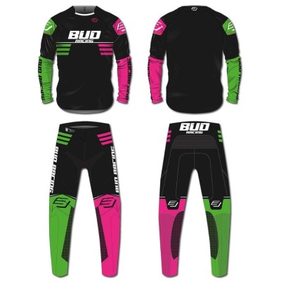 Maillot Bud Racing Lazer Rose Fluo Vert Fluo  