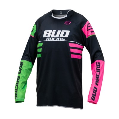 Maillot Enfant Bud Racing Lazer Rose Fluo Vert Fluo Noir /  
