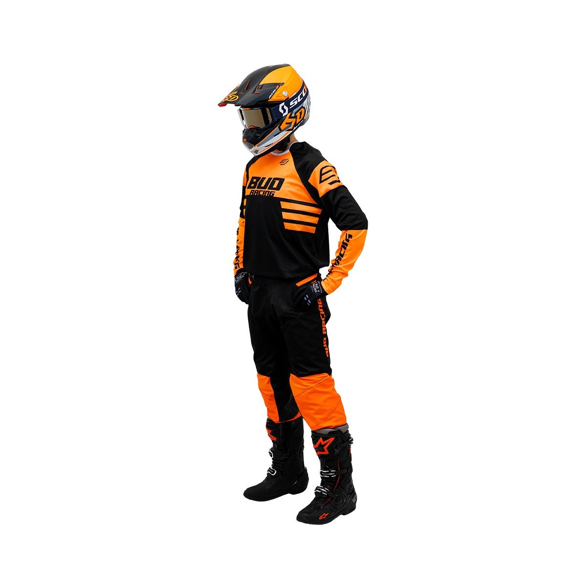 Maillot Enfant Bud Racing Lazer Orange Fluo Noir  