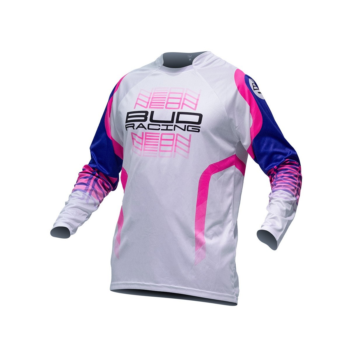 Maillot Bud Racing Neon Violet Rose Fluo Blanc 