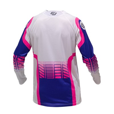 Maillot Bud Racing Neon Violet Rose Fluo Blanc 