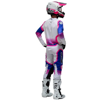 Maillot Bud Racing Neon Violet Rose Fluo Blanc 