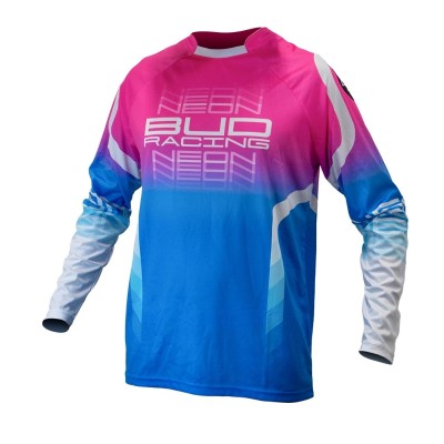 Maillot Bud Racing Neon Bleu Pastel Rose Fluo 