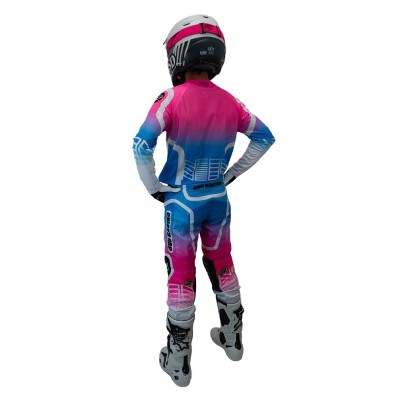 Maillot Bud Racing Neon Bleu Pastel Rose Fluo 