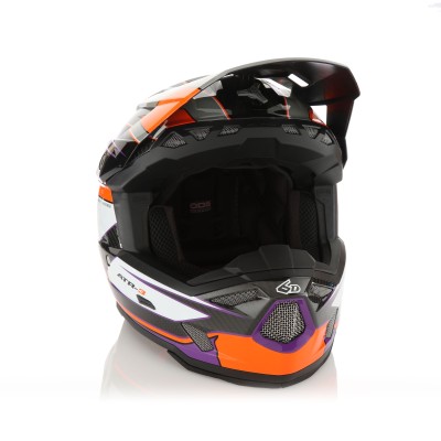 Casque 6D ATR-3 Hyper Orange Fluo Violet Brillant 