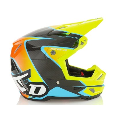 Casque enfant 6D ATR-3 Wave Cyan Orange Jaune Fluo Brillant 