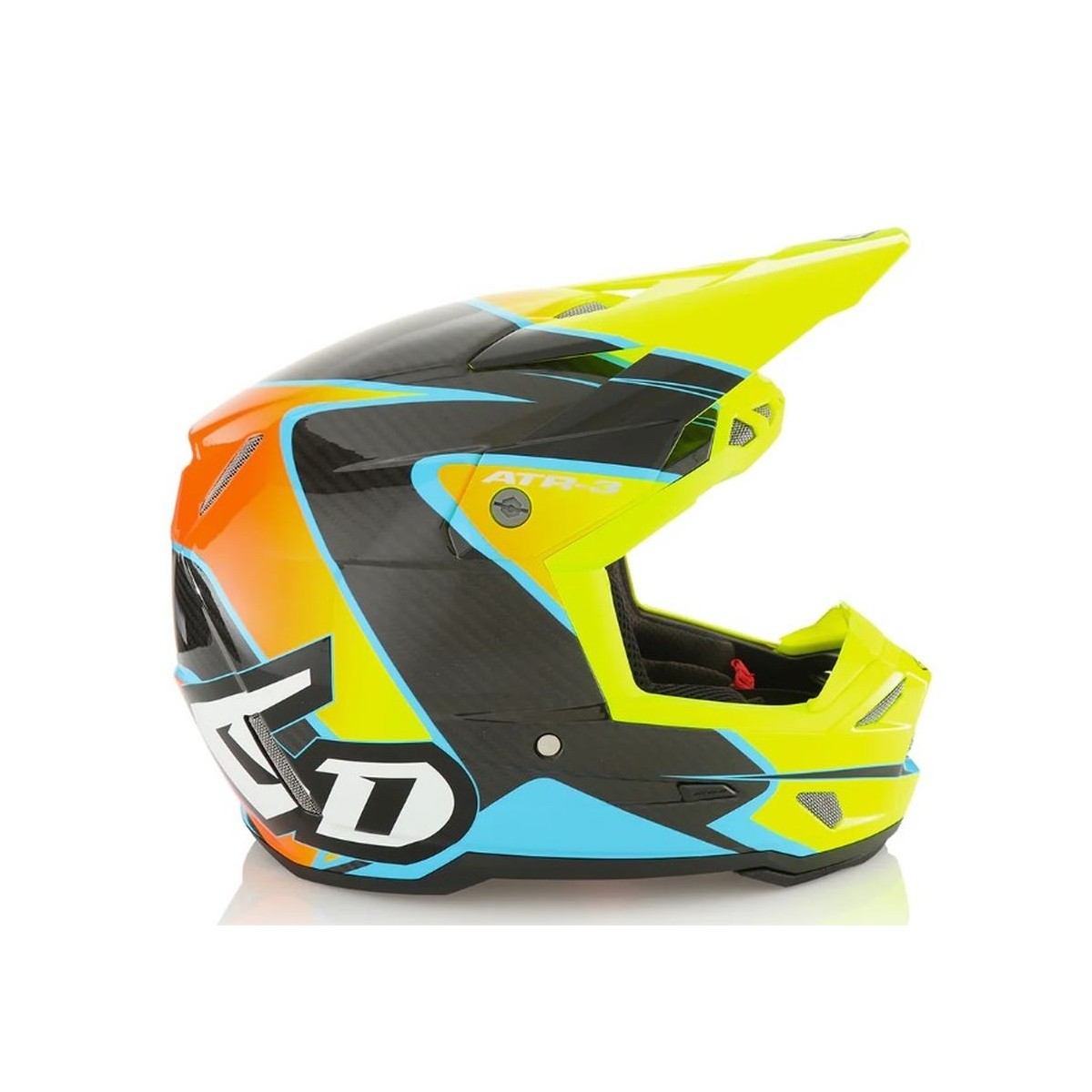 Casque enfant 6D ATR-3 Wave Cyan Orange Jaune Fluo Brillant 