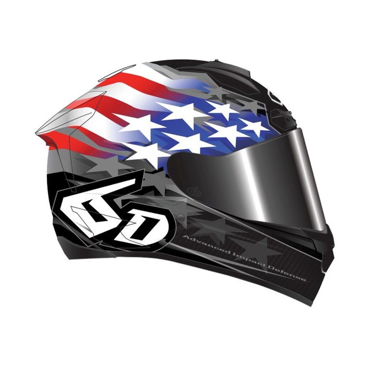 Casque 6D ATS-1R Super Patriot Rouge Blanc Bleu           