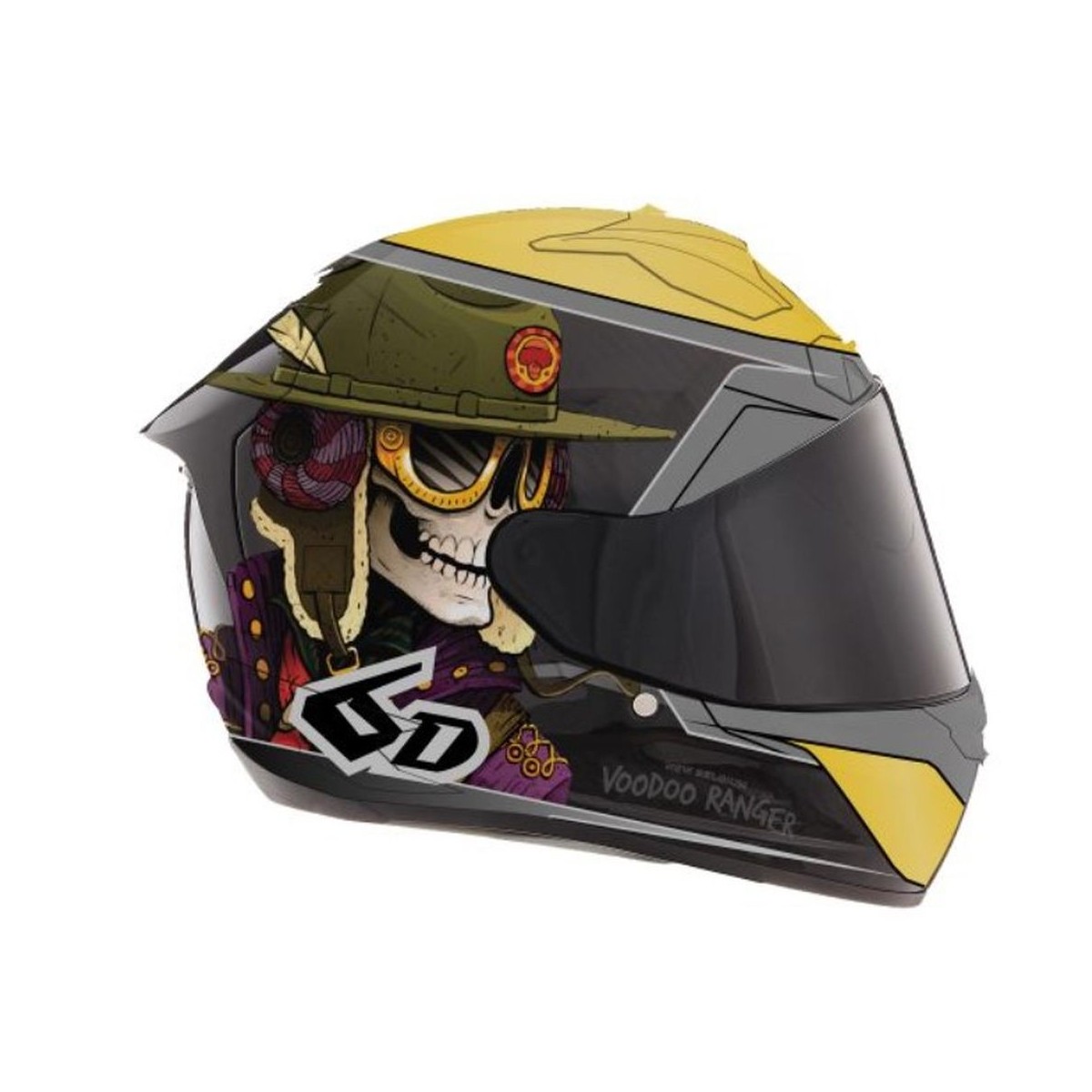 Casque 6D ATS-1R Voodoo Ranger Brillant Noir Gold       