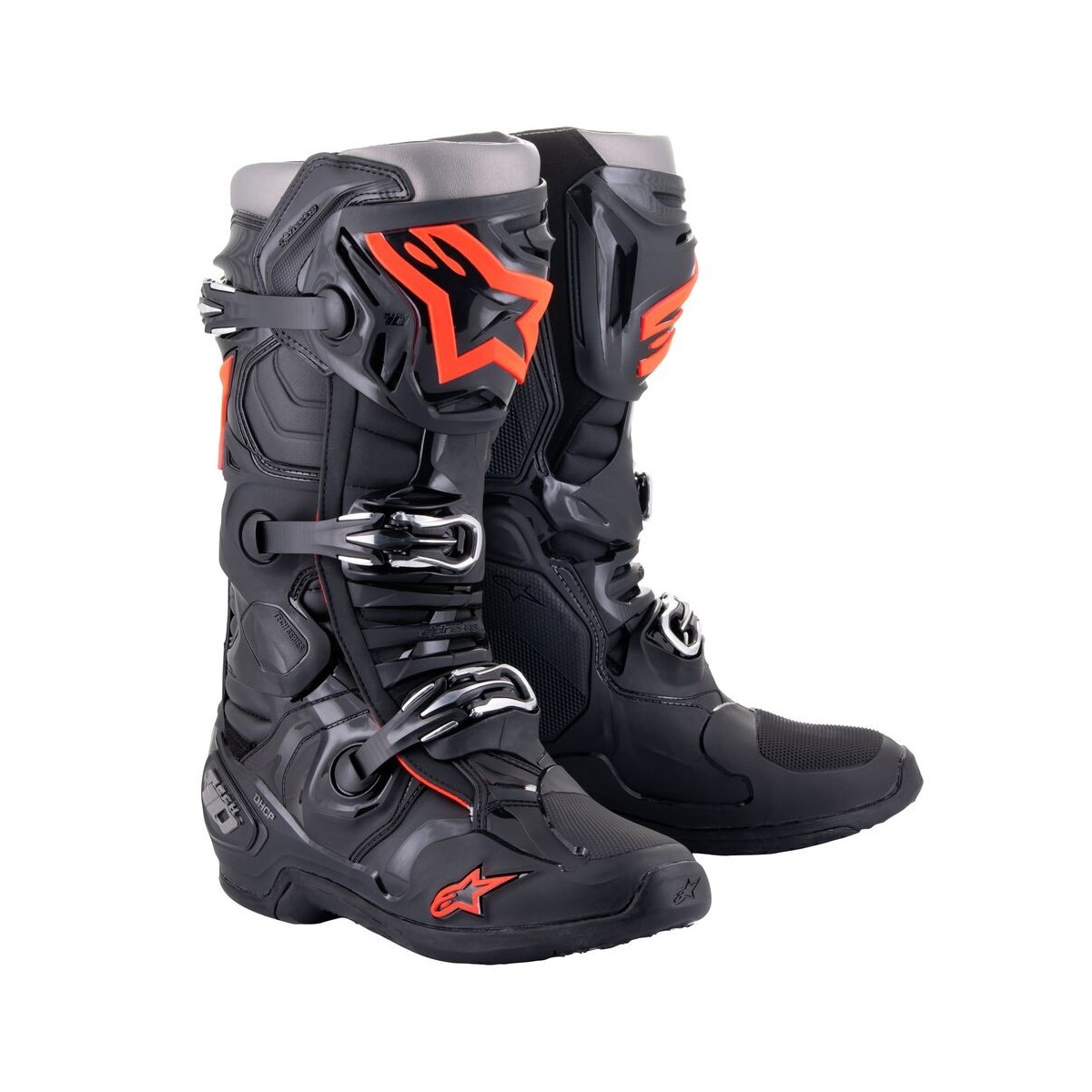 Bottes Alpinestars Tech 10 Noir Rouge Fluo 