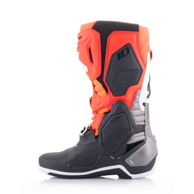 Bottes Alpinestars Tech 10 Noir Rouge Fluo Orange Fluo Blanc 