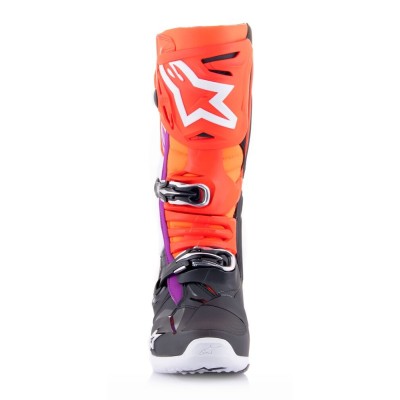 Bottes Alpinestars Tech 10 Noir Rouge Fluo Orange Fluo Blanc 