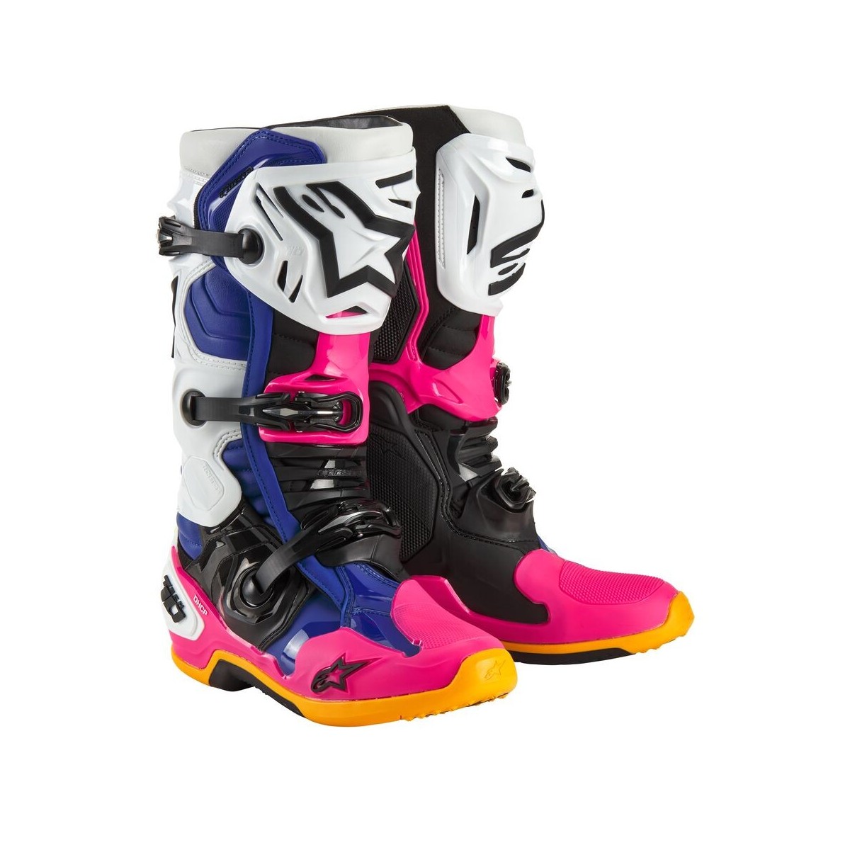 Bottes Alpinestars Tech 10 LE Coast Blanc Bleu Foncé Rose Fluo 