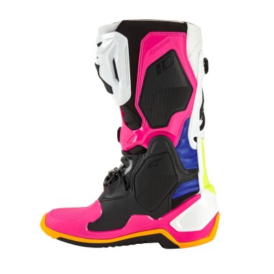 Bottes Alpinestars Tech 10 LE Coast Blanc Bleu Foncé Rose Fluo 