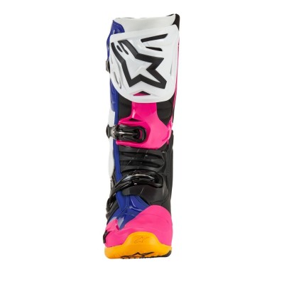 Bottes Alpinestars Tech 10 LE Coast Blanc Bleu Foncé Rose Fluo 