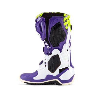 Bottes Alpinestars Tech 10 LE Dirt Studios Blanc Violet Jaune Fluo 