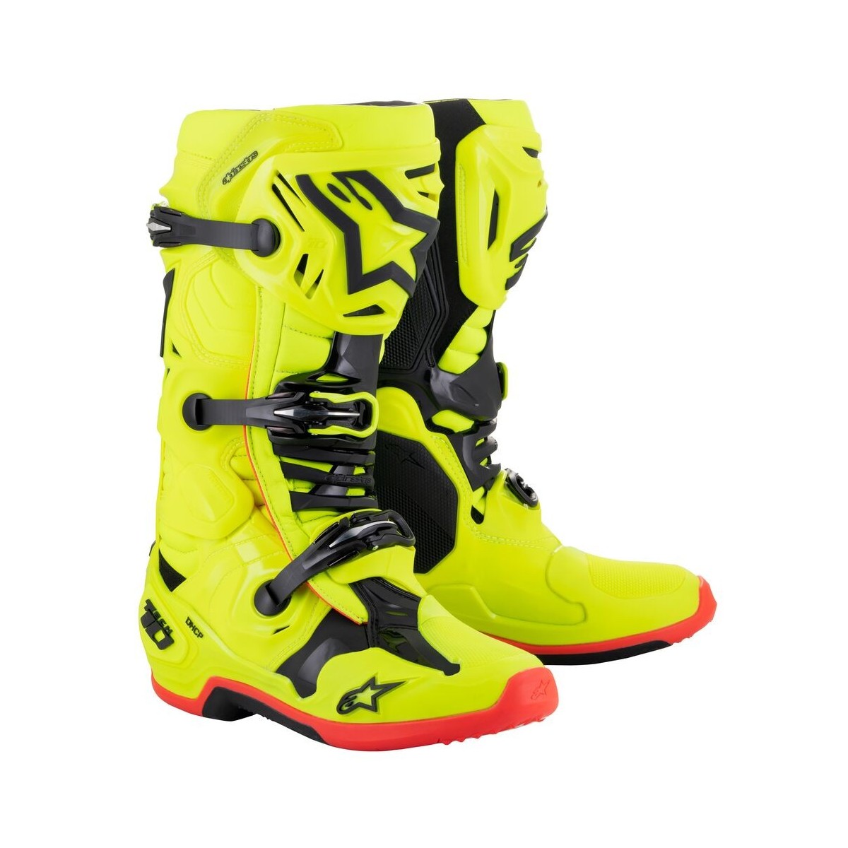 Bottes Alpinestars Tech 10 Jaune Fluo Noir Rouge Fluo 
