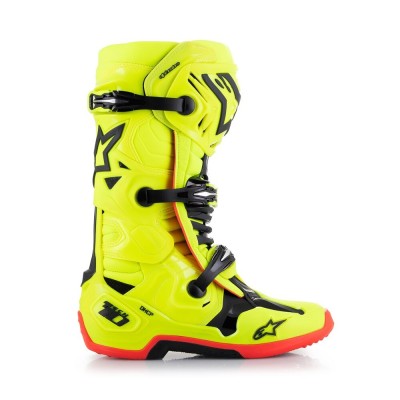 Bottes Alpinestars Tech 10 Jaune Fluo Noir Rouge Fluo 