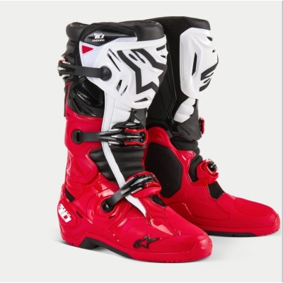 Bottes Alpinestars Tech 10 Enduro Rouge Brillant Noir Blanc 