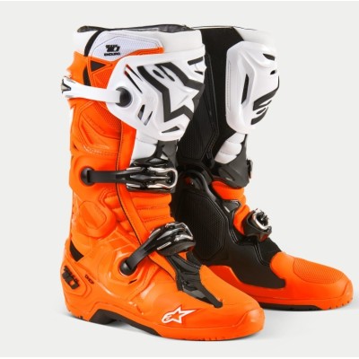Bottes Alpinestars Tech 10 Enduro Orange Fluo Noir Blanc 