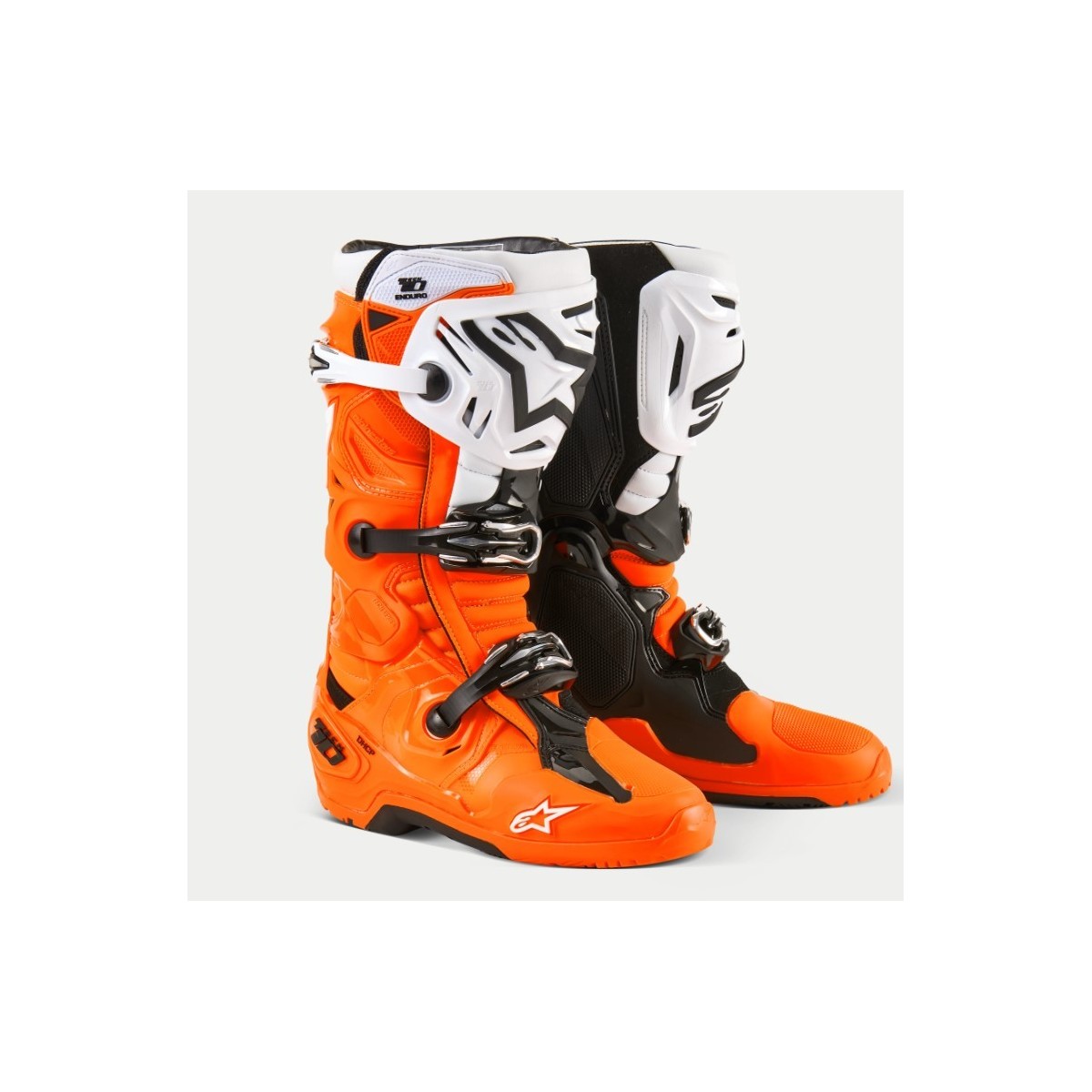 Bottes Alpinestars Tech 10 Enduro Orange Fluo Noir Blanc 