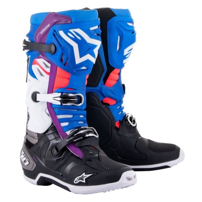 Bottes Alpinestars Tech 10 Supervented Noir Enamel Bleu Violet Blanc 