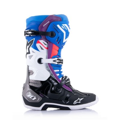 Bottes Alpinestars Tech 10 Supervented Noir Enamel Bleu Violet Blanc 