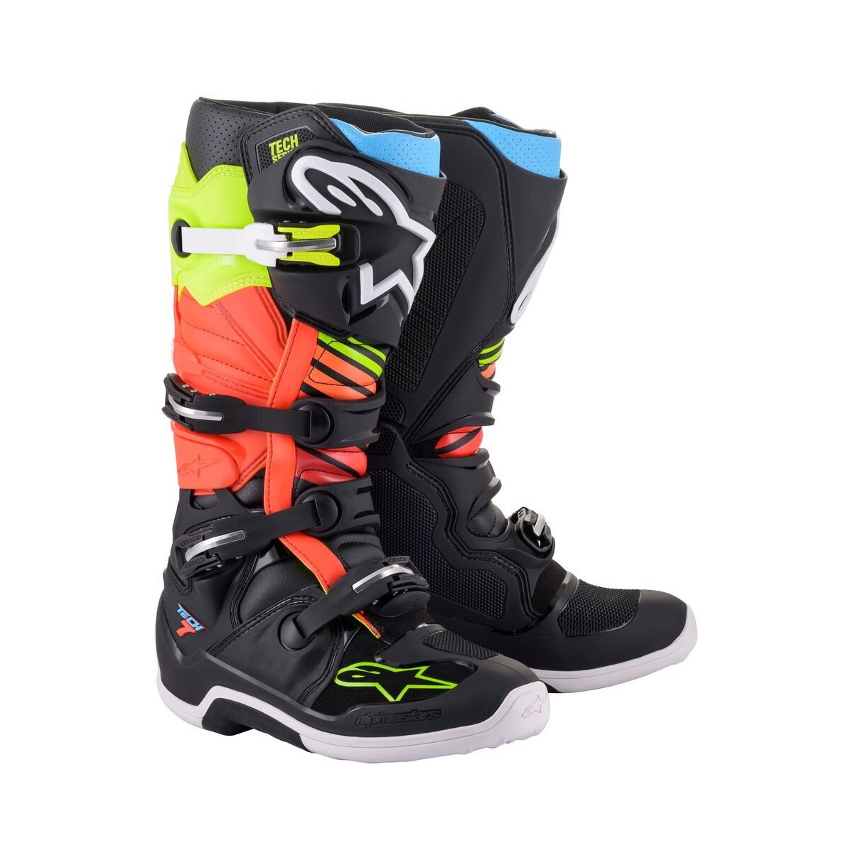 Bottes Alpinestars Tech 7 Noir Jaune Rouge Fluo 
