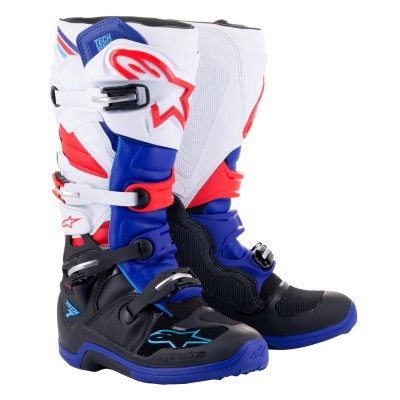Bottes Alpinestars Tech 7 Noir Bleu Fonce Rouge Blanc 