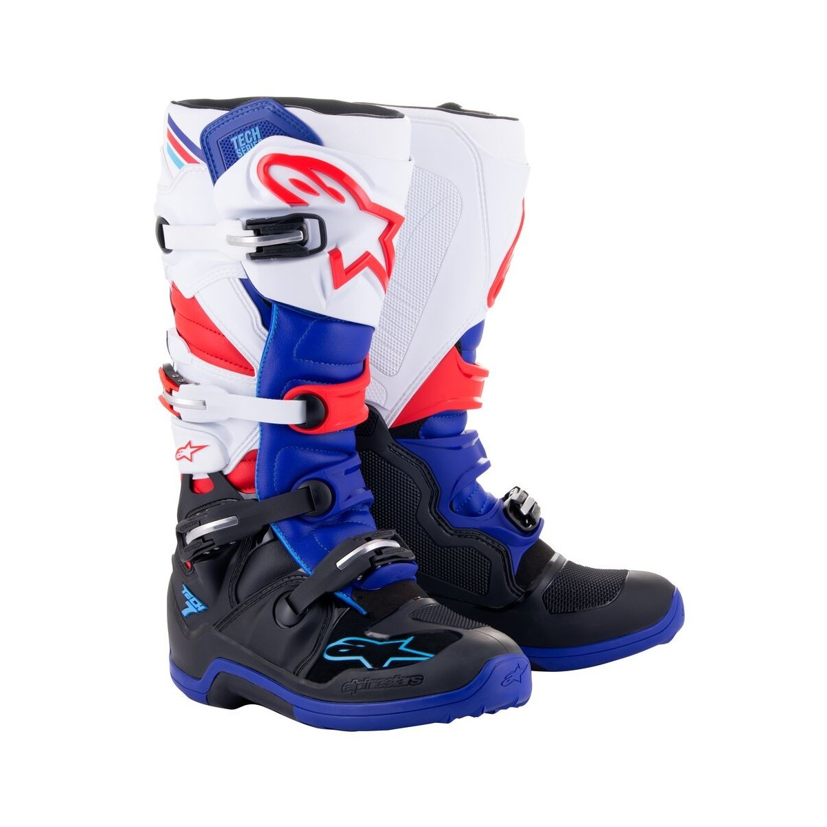 Bottes Alpinestars Tech 7 Noir Bleu Fonce Rouge Blanc 