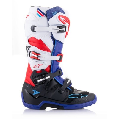 Bottes Alpinestars Tech 7 Noir Bleu Fonce Rouge Blanc 